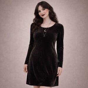 Vintage Chocolate Brown Velvet Sheath Dress Large Fairy Grunge Whimsigoth Y2K